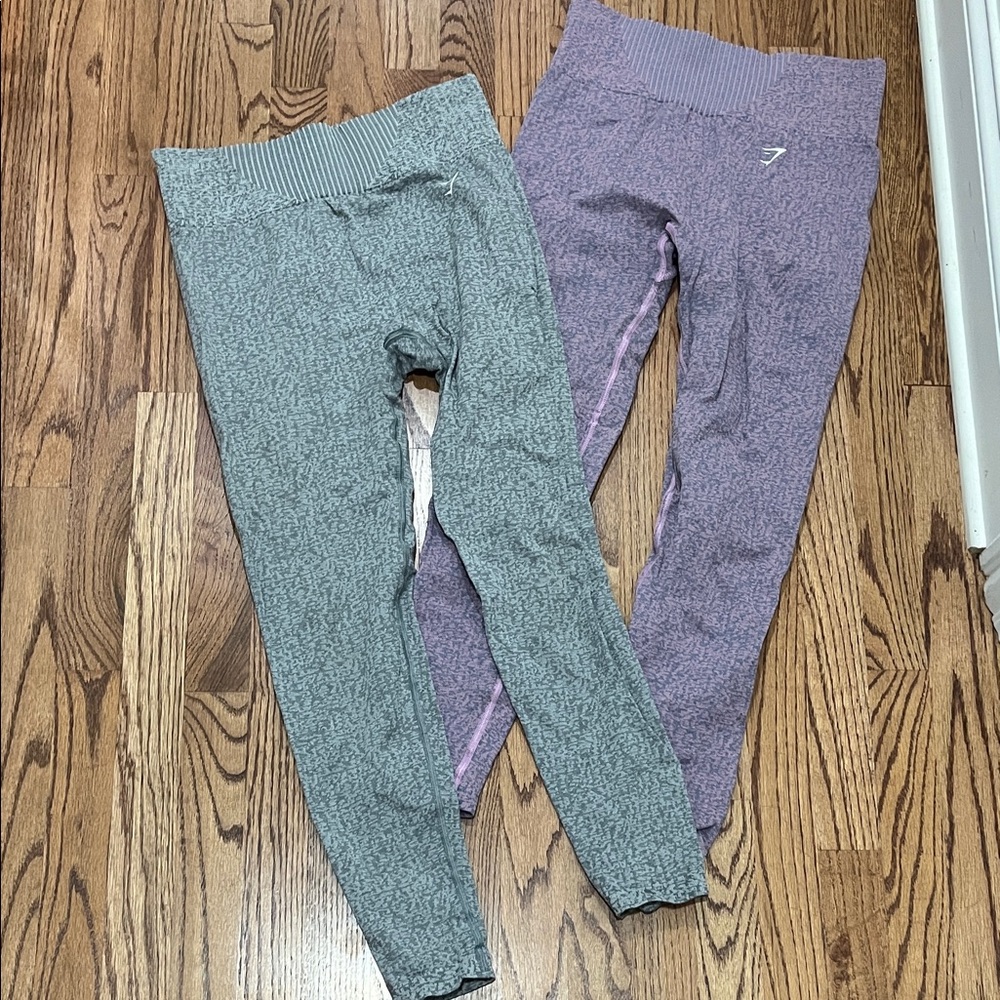 Gymshark Leggings - Heather Gray and Lavender